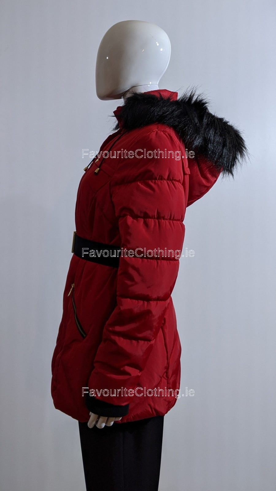 Red Hooded Water Resistant Padded Coat