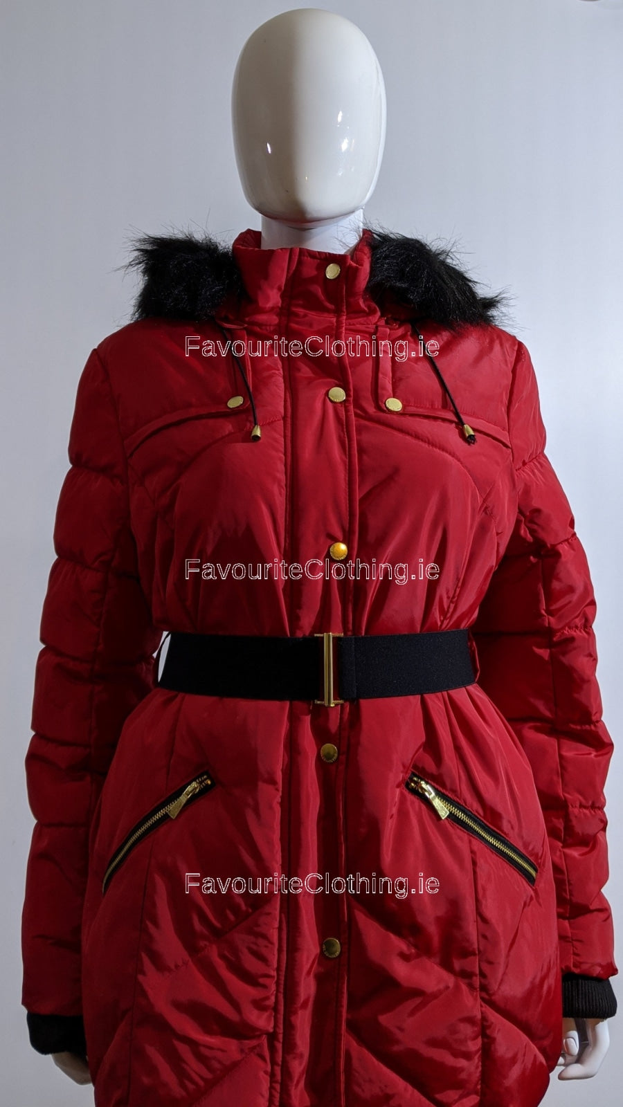 Red Hooded Water Resistant Padded Coat