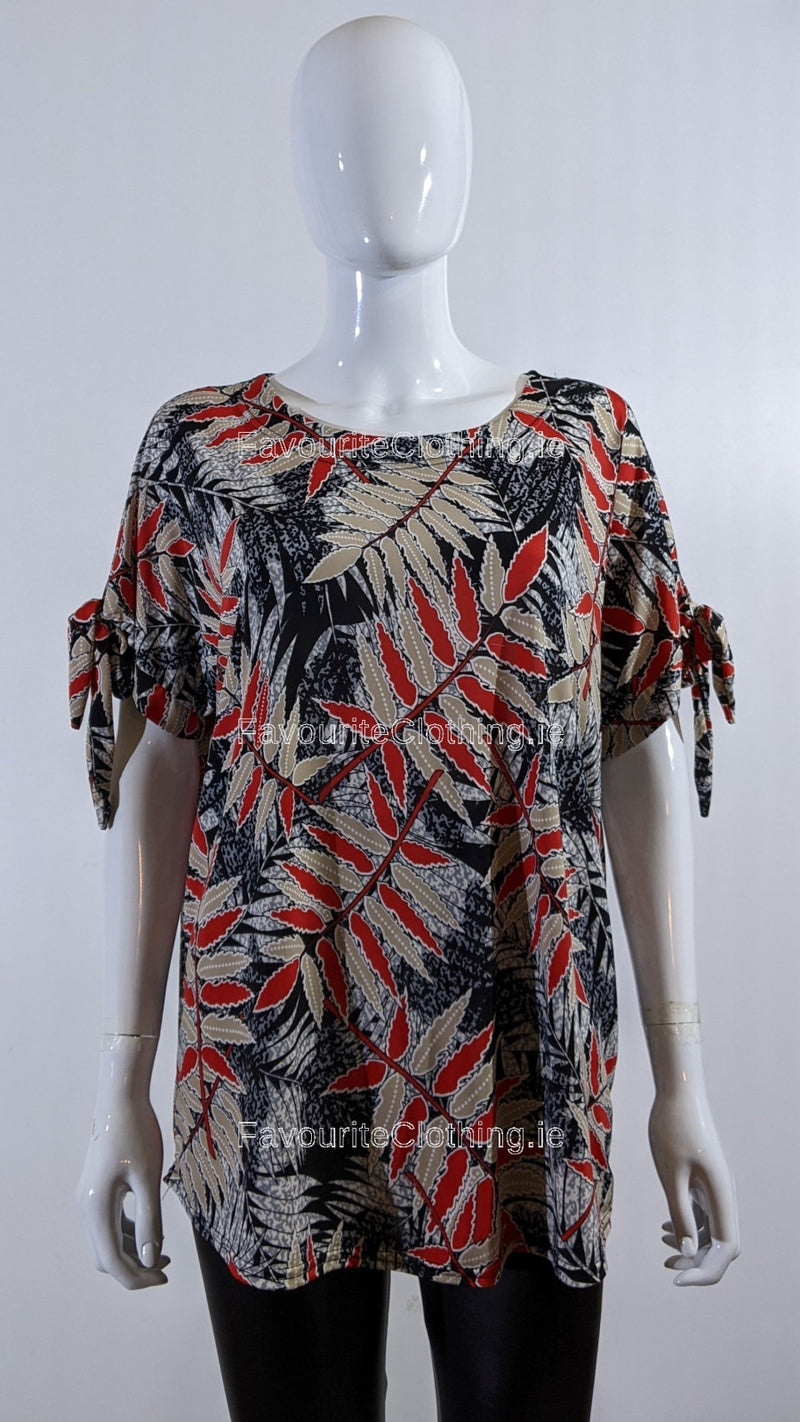 Red Leaf Print Top