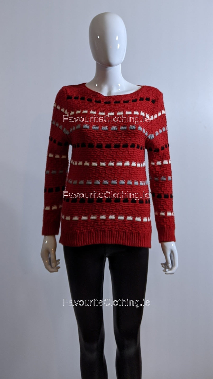 Red Pattern Detail Knit Jumper