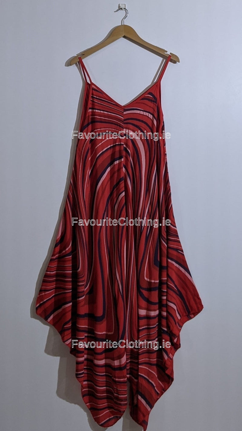 Red Pattern Sleeveless Maxi Dress