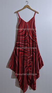 Red Pattern Sleeveless Maxi Dress