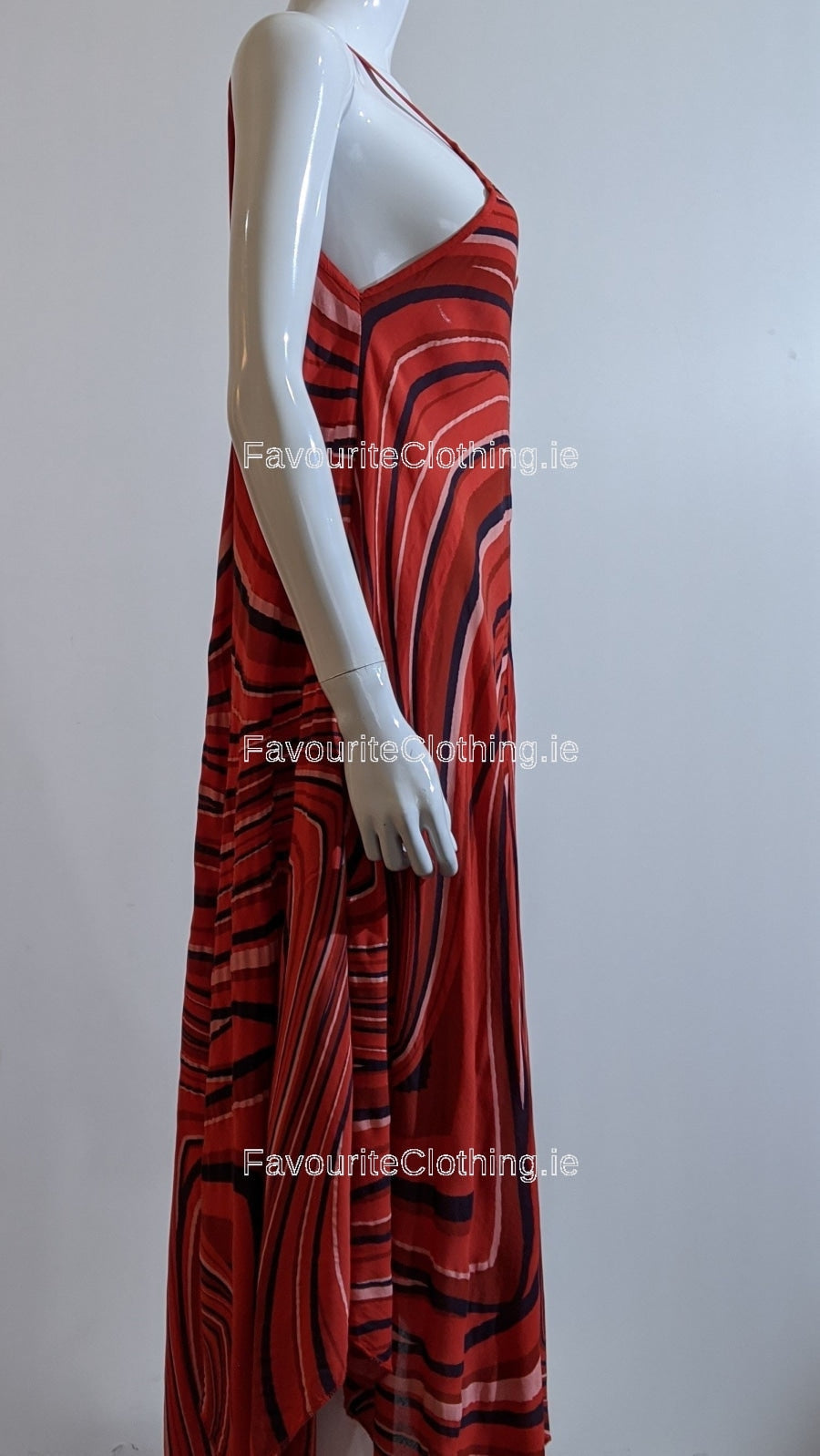 Red Pattern Sleeveless Maxi Dress