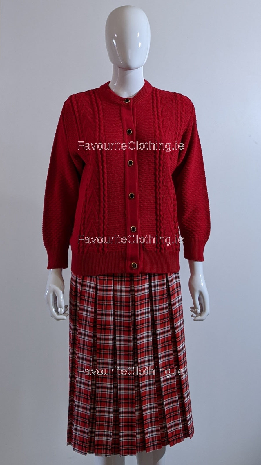 Red Round Neck Cardigan