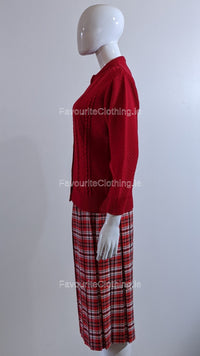 Red Round Neck Cardigan