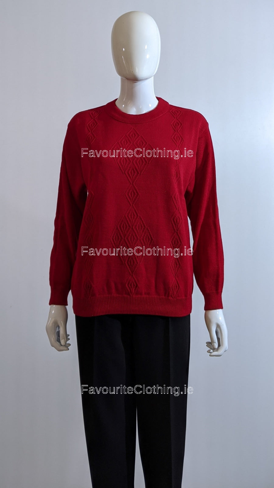 Red Round Neck Diamond Design Jumper