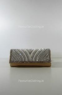 Gold Beaded Design Clutch Bag