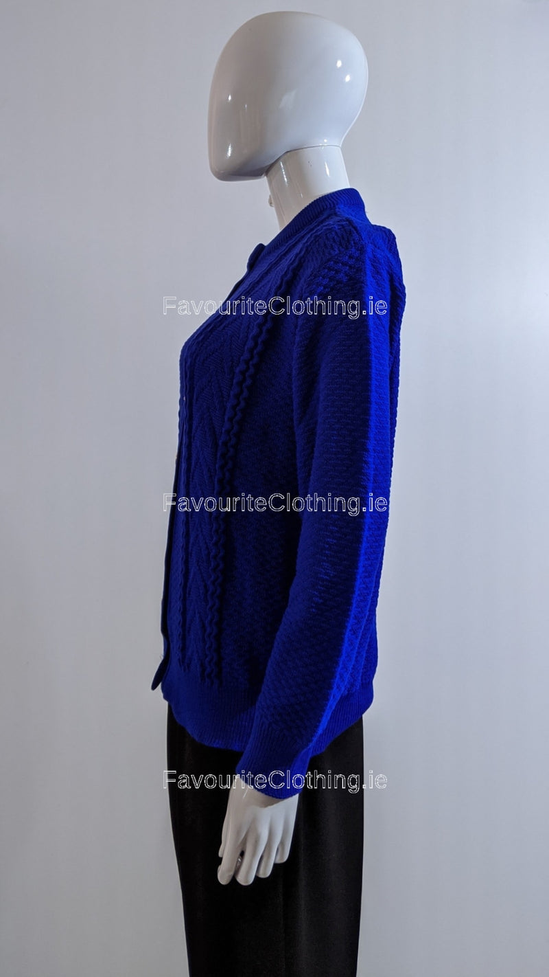 Royal Blue Button Up Design Cardigan