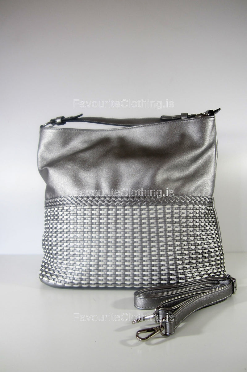 Silver Tweed Pattern Handbag