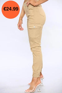 Stone Cargo Combat Pocket Jeans Trousers