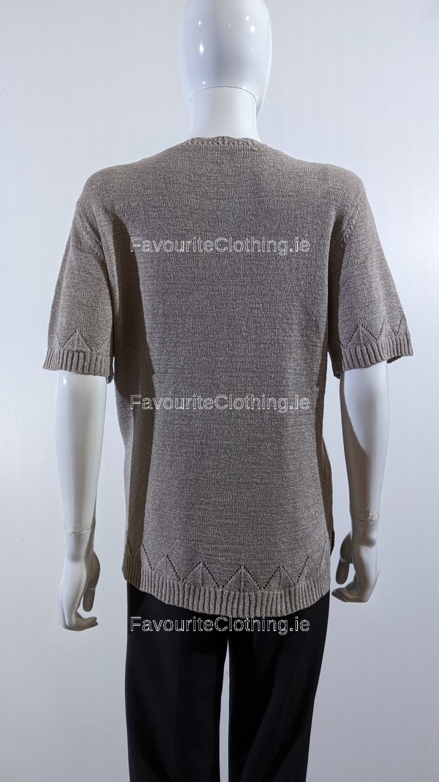 Taupe Beaded Soft Touch Short Sleeve Jumper