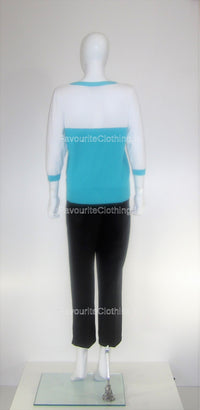 Turquoise Bow Round Neck Jumper