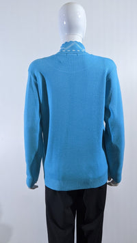 Turquoise Stitched Design Pattern Twinset Jumper