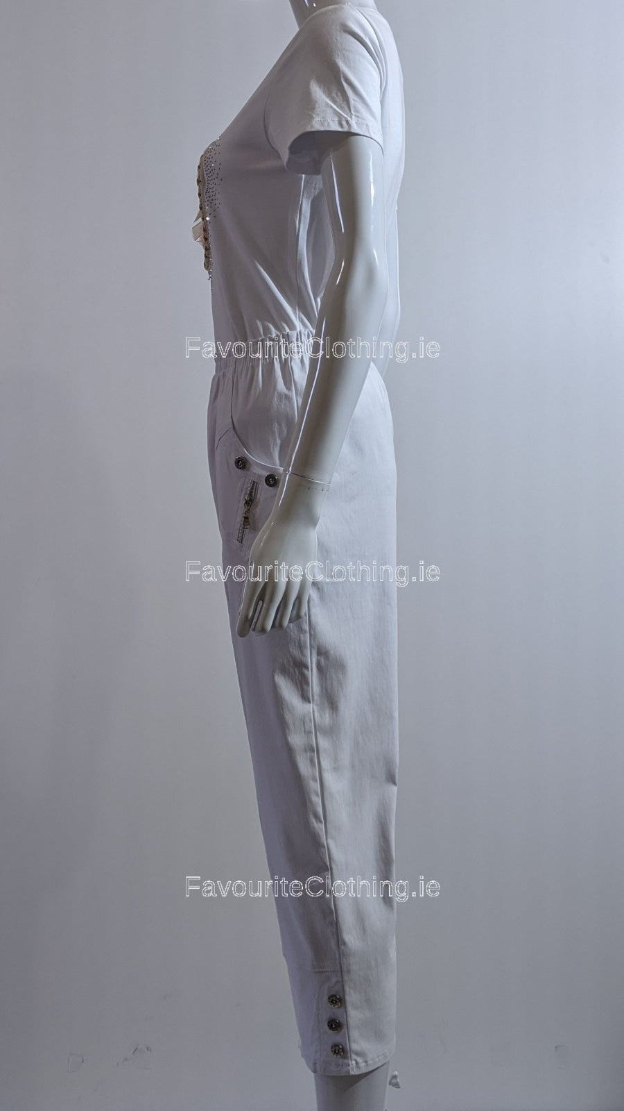 White Cropped Cotton Trouser