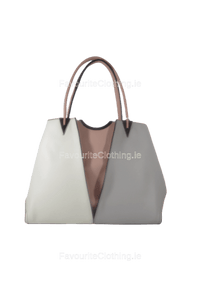 White & Grey Contrast Handbag