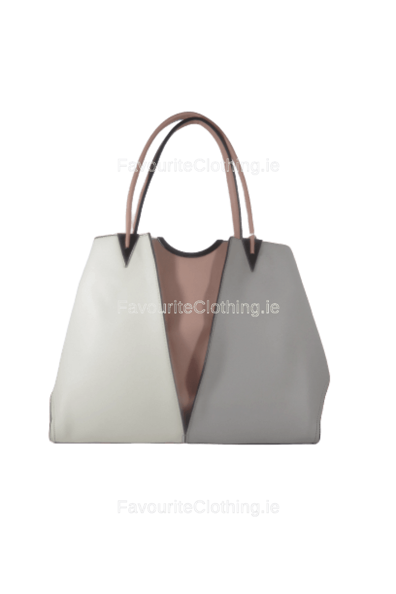 White & Grey Contrast Handbag