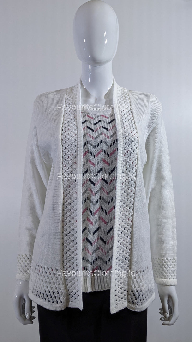 White Pattern Twinset Jumper