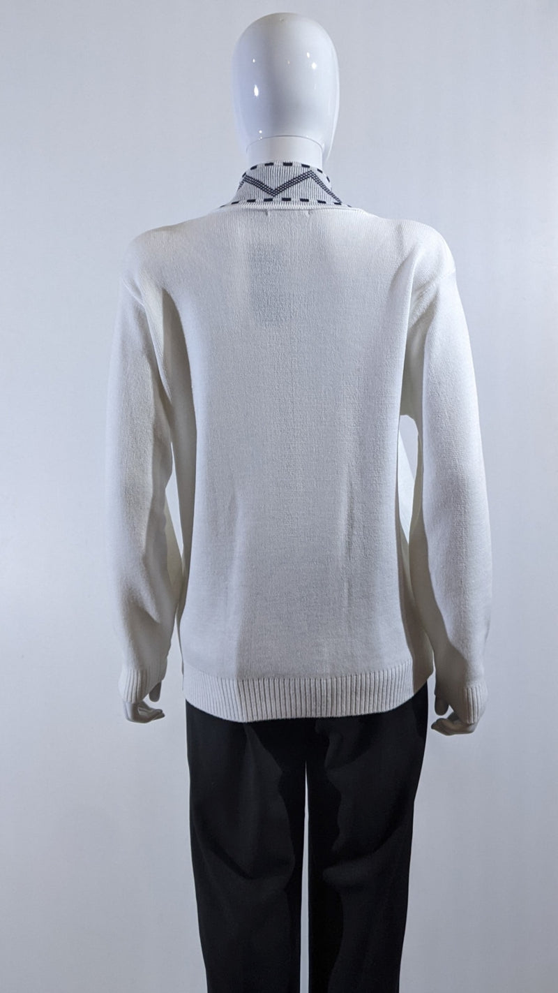 White Stitched Design Pattern Twinset Jumper