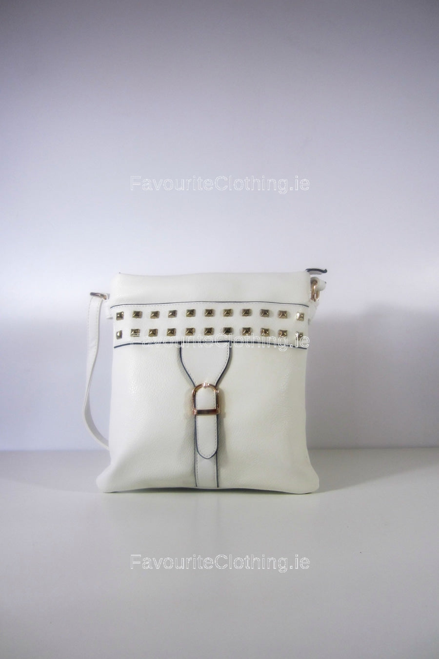 White Stud Shoulder Strap Handbag