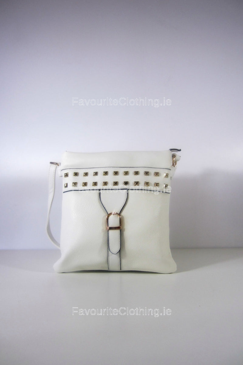 White Stud Shoulder Strap Handbag