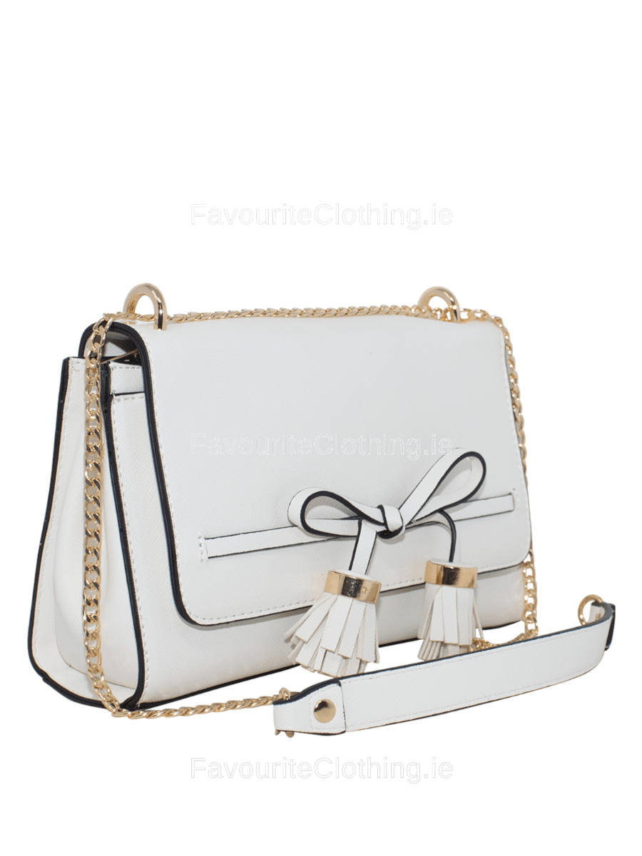 White Tassel Detail Shoulder Bag