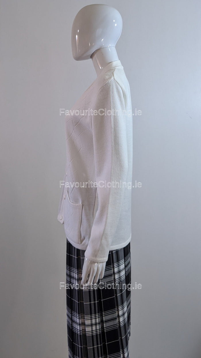 White Two Pocket Cardigan