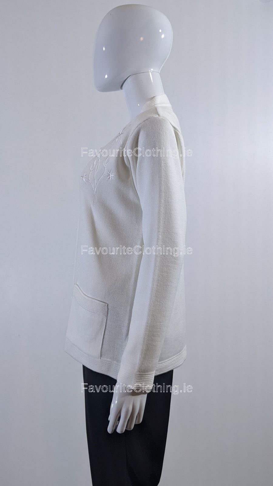 White V-Neck Button Pocket Cardigan