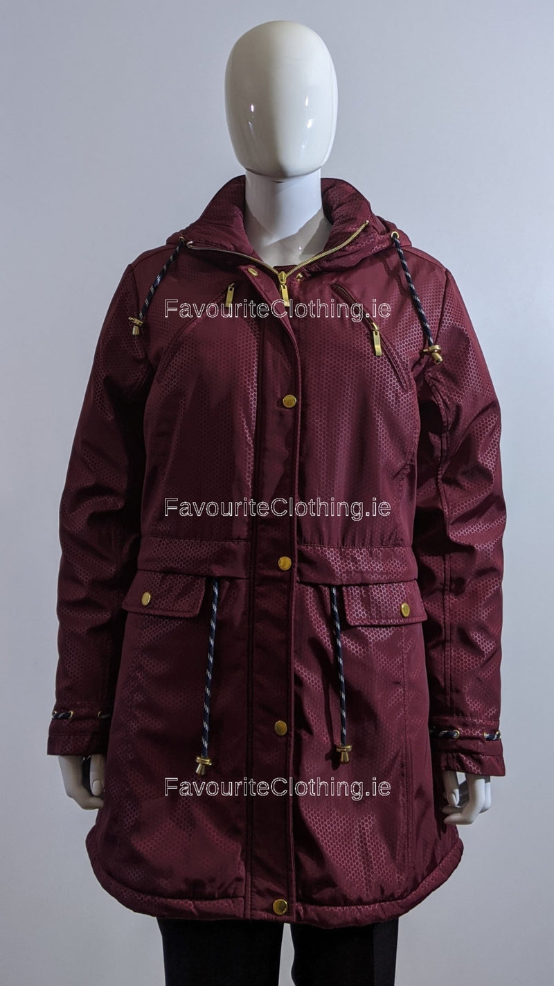 Wine Pattern Hooded Long Coat