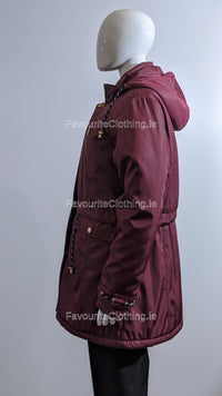 Wine Pattern Hooded Long Coat