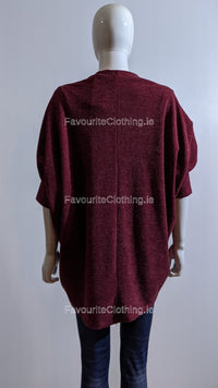 Wine Waterfall Loose Open Cardigan