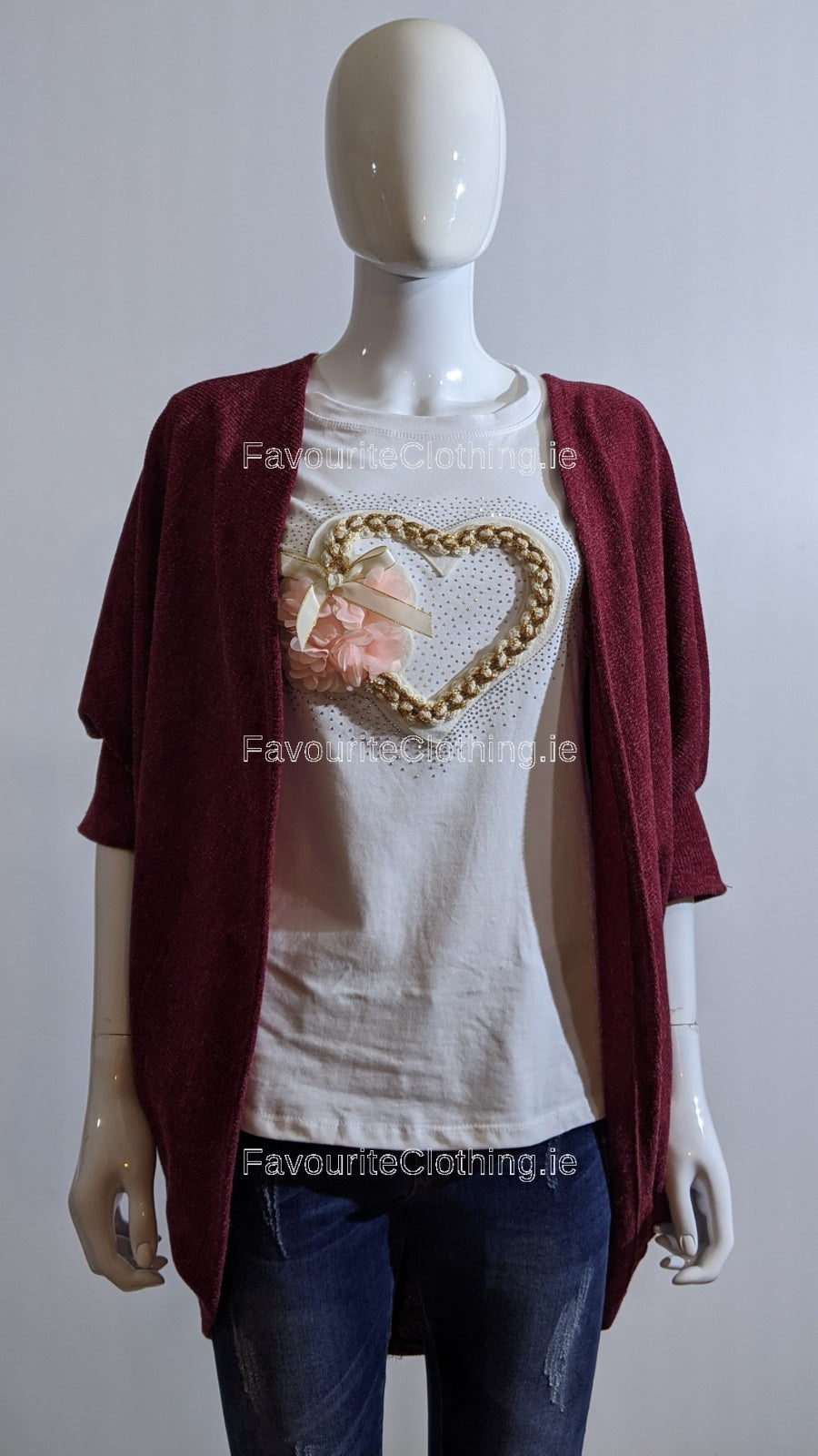 Wine Waterfall Loose Open Cardigan