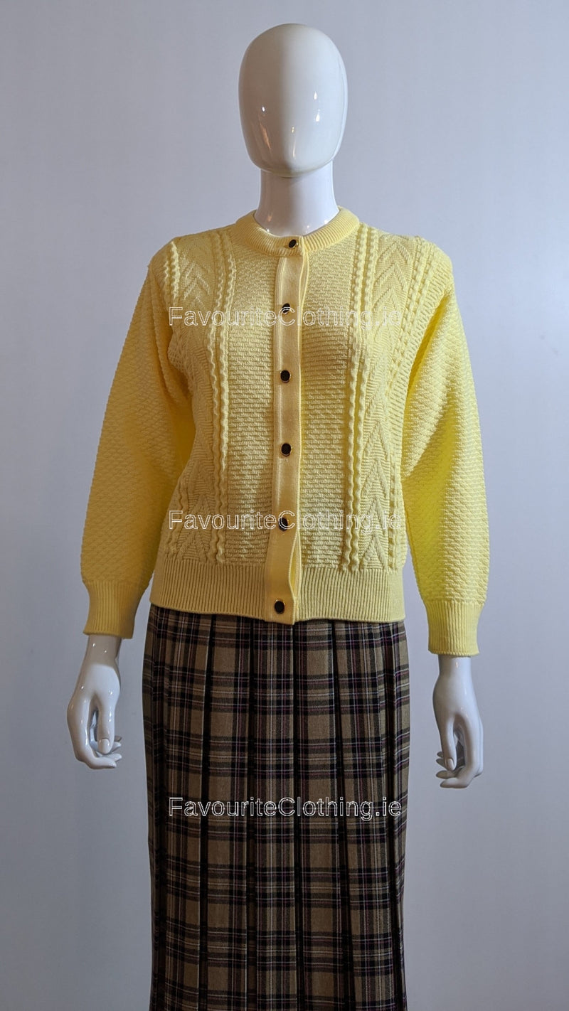 Yellow Button Up Design Cardigan