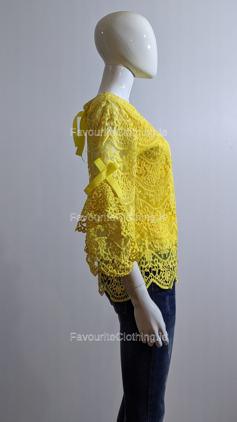 Yellow Lace Design Top