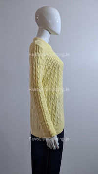 Yellow Round Neck Cable Knit Jumper