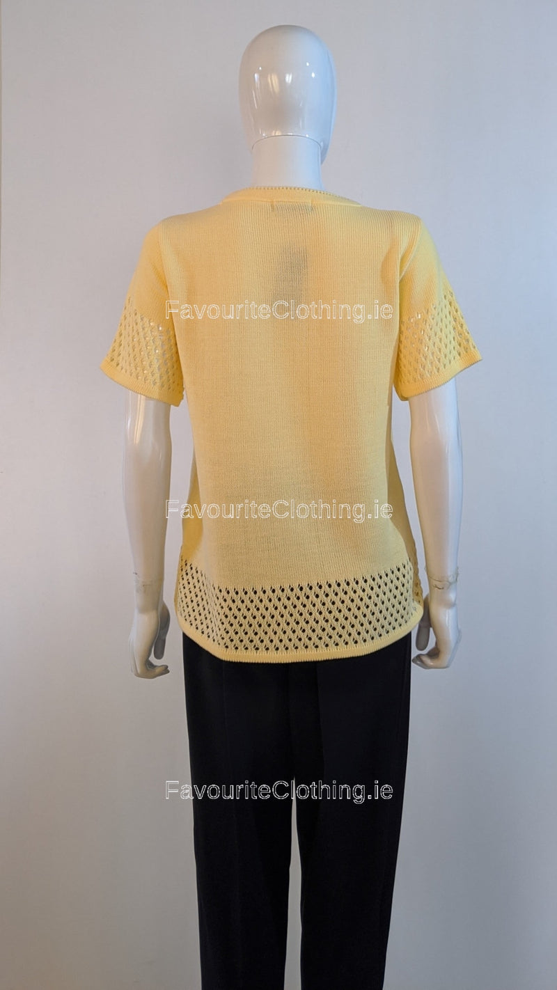 Yellow Round Neck Short Sleeves Jumper