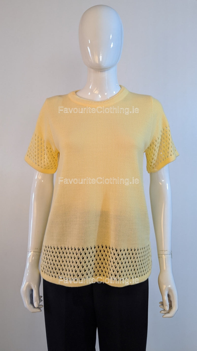 Yellow Round Neck Short Sleeves Jumper