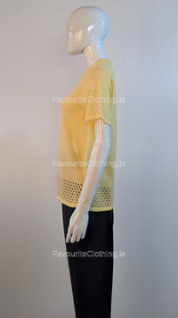 Yellow Round Neck Short Sleeves Jumper