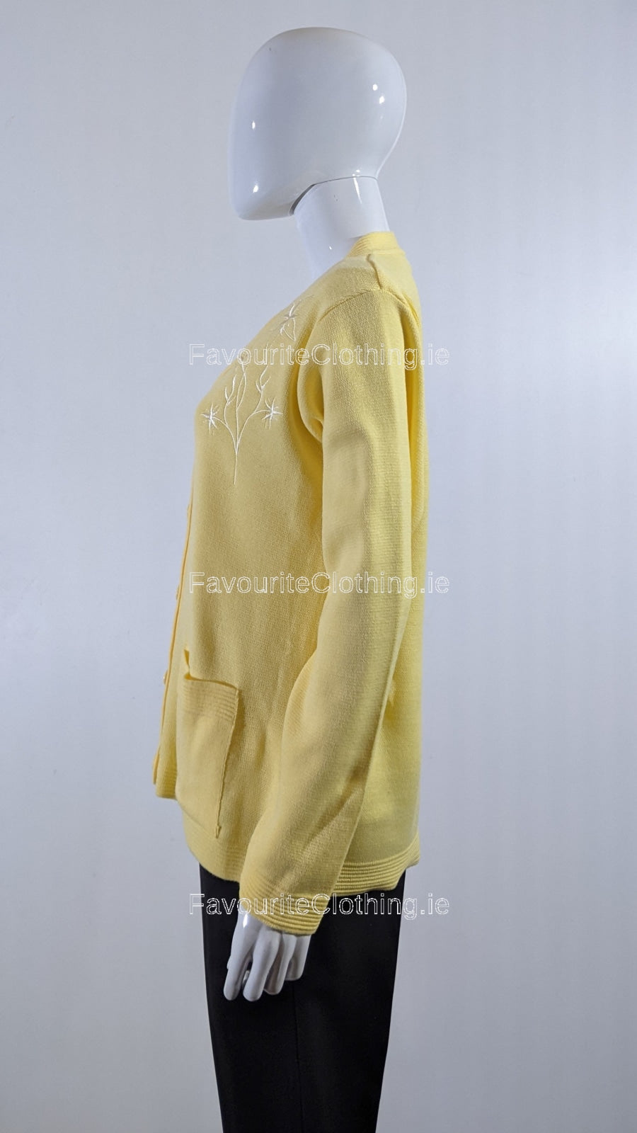 Yellow V-Neck Button Pocket Cardigan